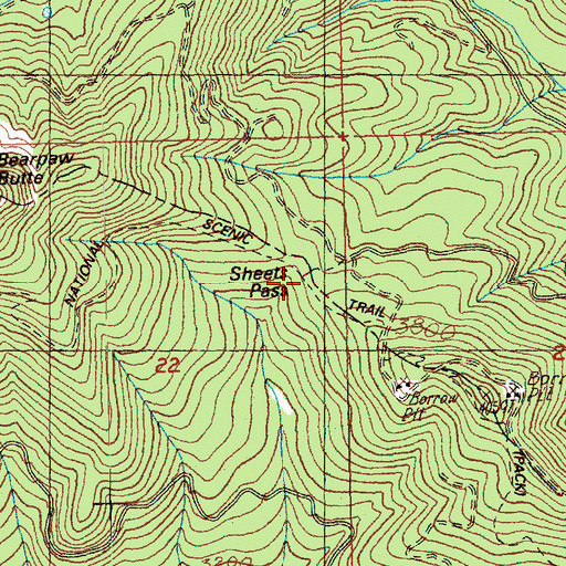 Topographic Map of Sheets Pass, WA