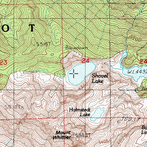 Topographic Map of Shovel Lake, WA