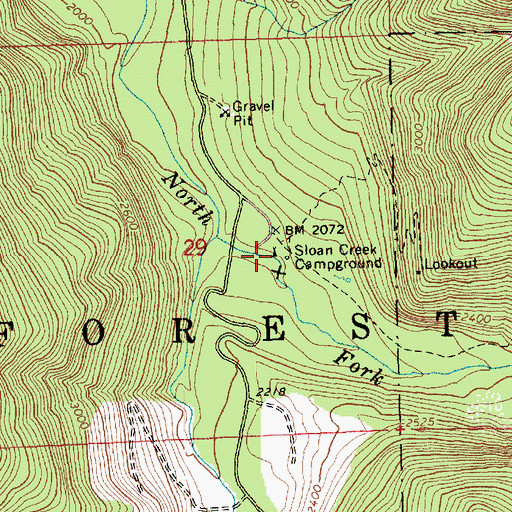 Topographic Map of Sloan Creek Campground, WA