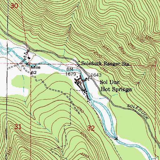 Topographic Map of Sol Duc Hot Springs, WA