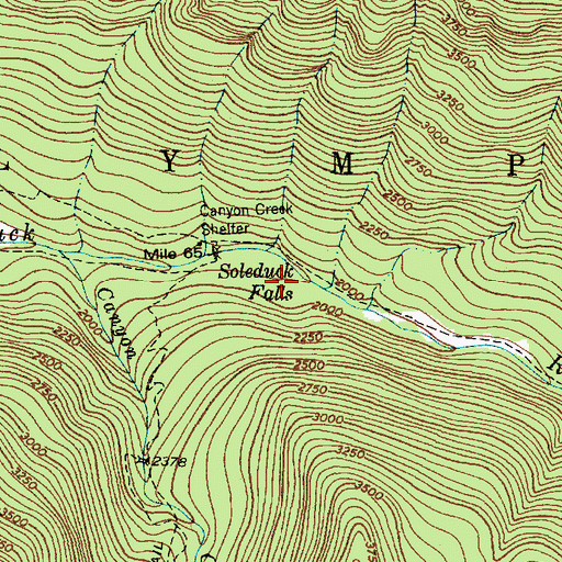 Topographic Map of Sol Duc Falls, WA