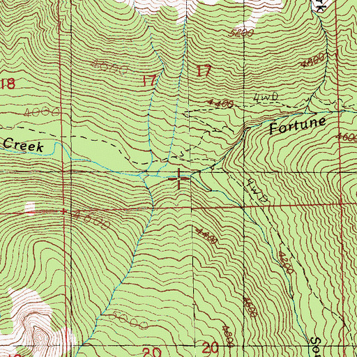 Topographic Map of South Fork Fortune Creek, WA