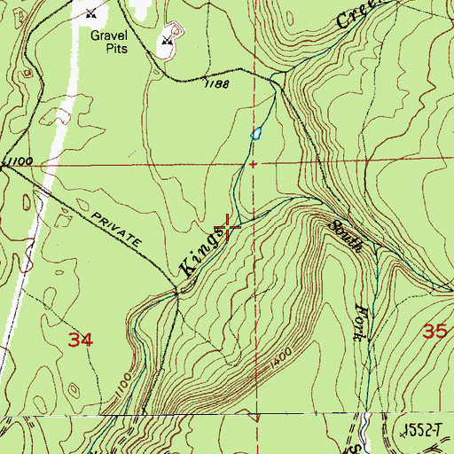 Topographic Map of South Fork Kings Creek, WA