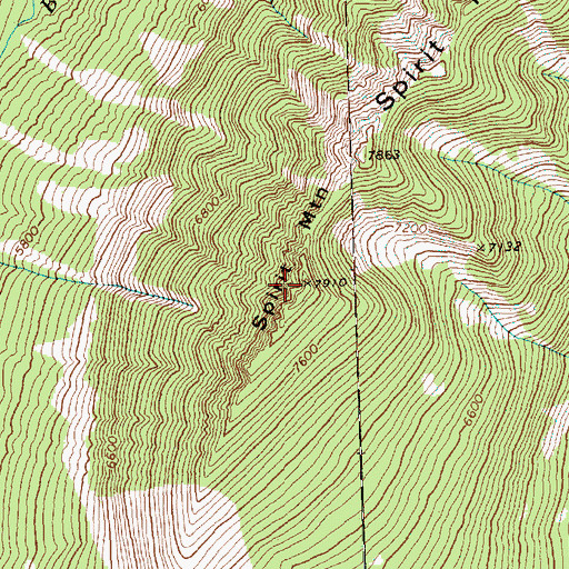 Topographic Map of Spirit Mountain, WA