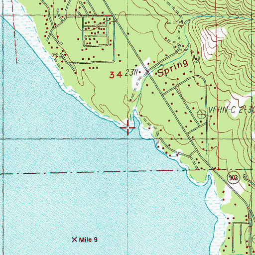 Topographic Map of Spring Creek, WA