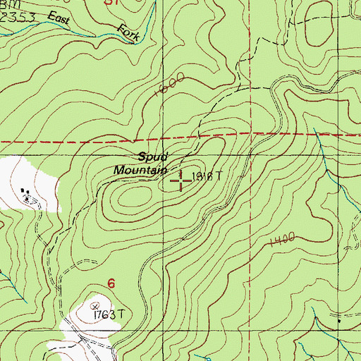 Topographic Map of Spud Mountain, WA