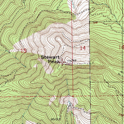 Topographic Map of Stewart Peak, WA