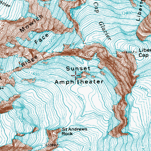 Topographic Map of Sunset Amphitheater, WA
