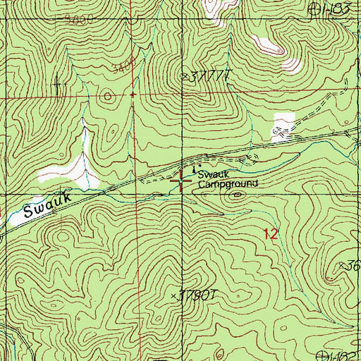 Topographic Map of Swauk Campground, WA