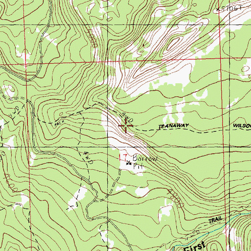 Topographic Map of Teanaway Wilson Stock Trail, WA