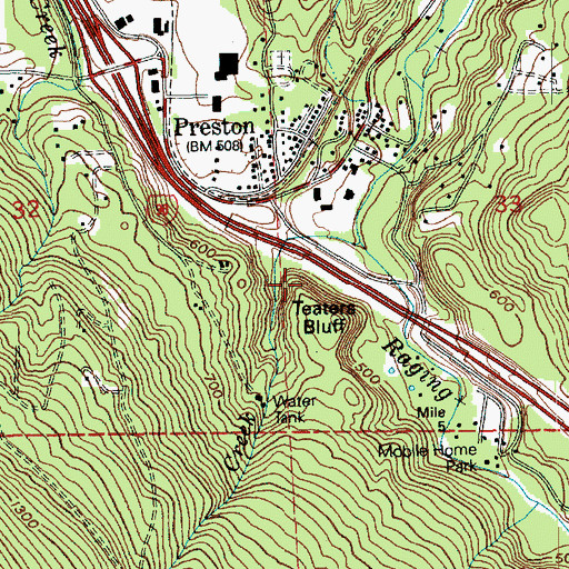 Topographic Map of Teaters Bluff, WA