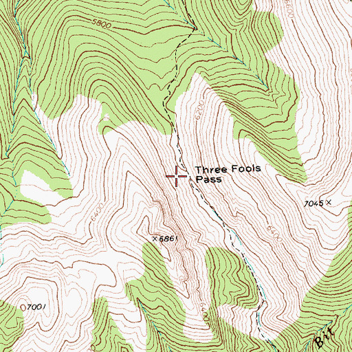 Topographic Map of Three Fools Pass, WA