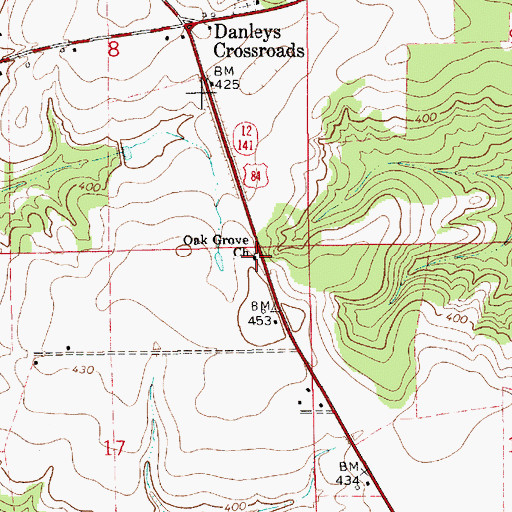 Topographic Map of Oak Grove Baptist Church, AL
