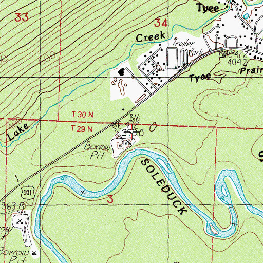 Topographic Map of Tyee Prairie, WA