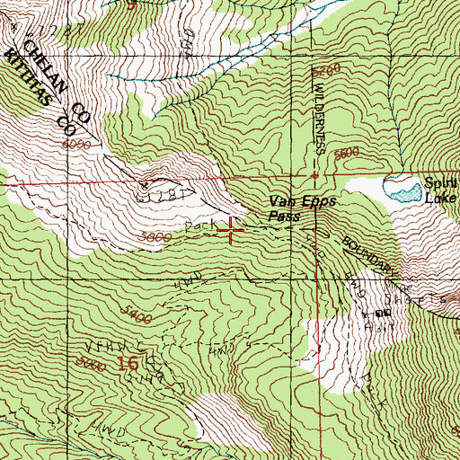 Topographic Map of Van Epps Pass, WA