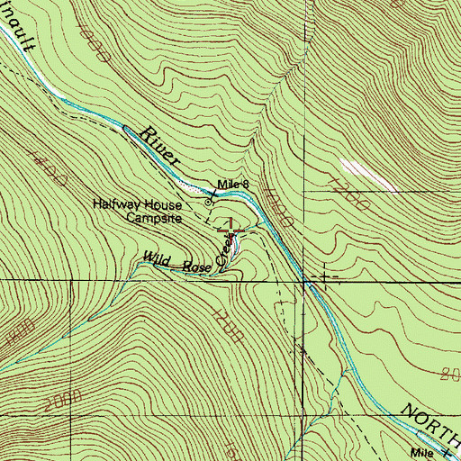 Topographic Map of Wild Rose Creek, WA