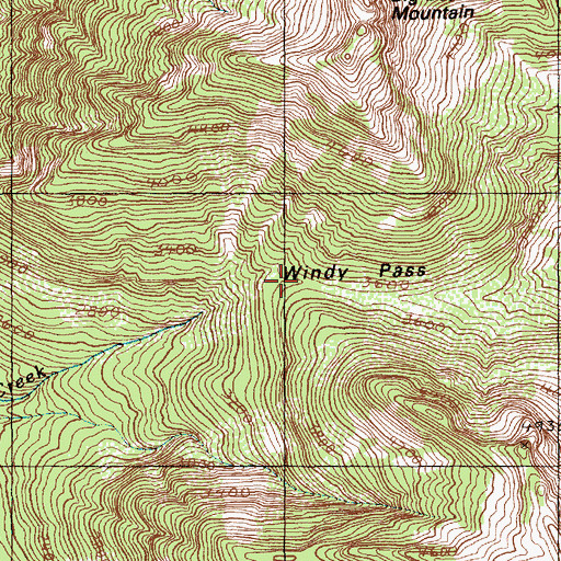 Topographic Map of Windy Pass, WA