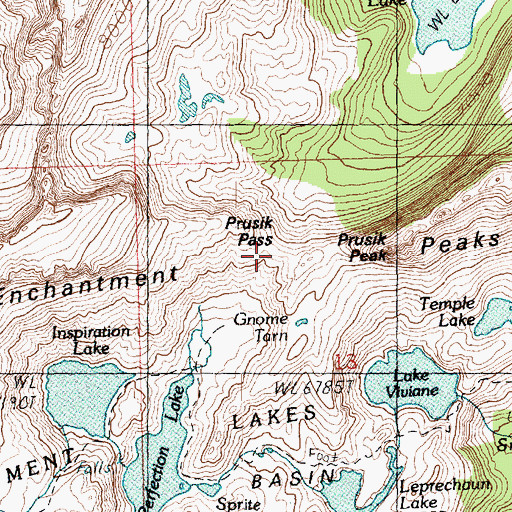 Topographic Map of Prusik Pass, WA