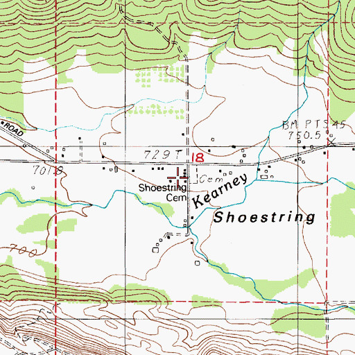 Topographic Map of Shoestring Cemetery, WA