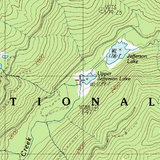 Topographic Map of Upper Jefferson Lake, WA