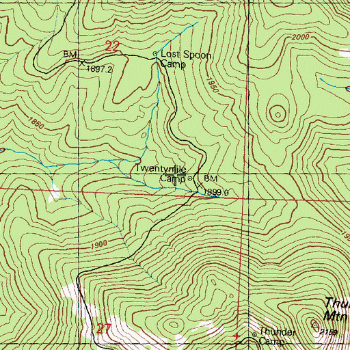 Topographic Map of Twentymile Camp, WA