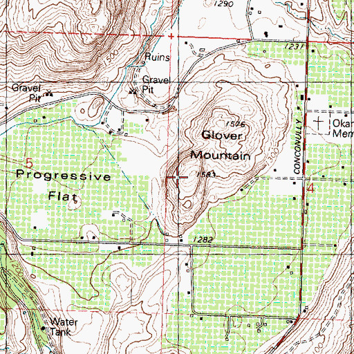 Topographic Map of Glover Mountain, WA