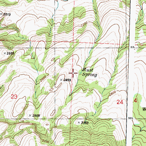 Topographic Map of Rust Spring, WA