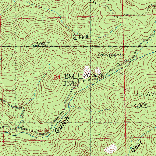 Topographic Map of Wash Green Sandstone Quarry, WA