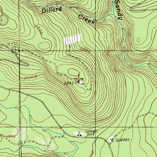 Topographic Map of Dillard Point Lookout, WA