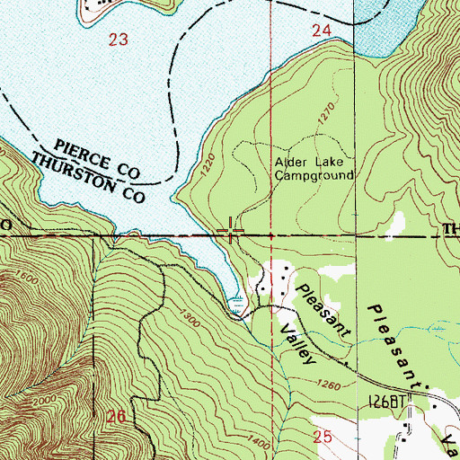 Topographic Map of Alder Lake Campground, WA
