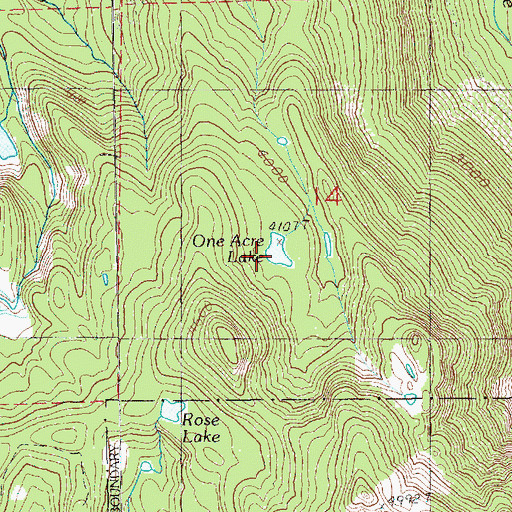 Topographic Map of One Acre Lake, WA