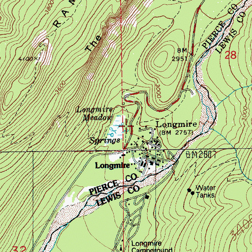 Topographic Map of Longmire Hotel, WA