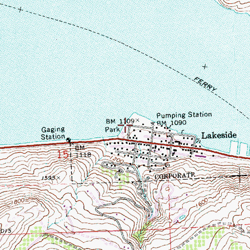 Topographic Map of Lakeside City Park, WA