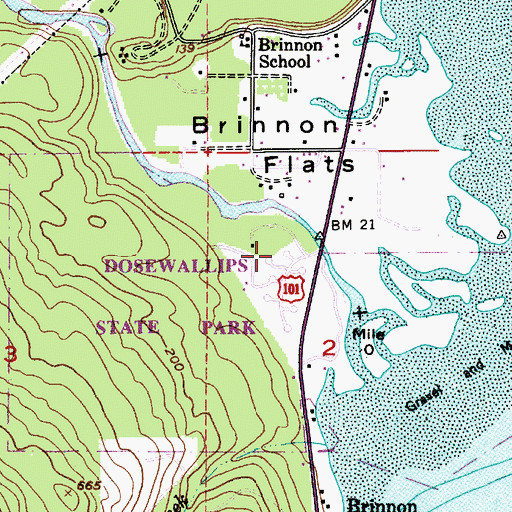 Topographic Map of Dosewallips State Park Campground, WA