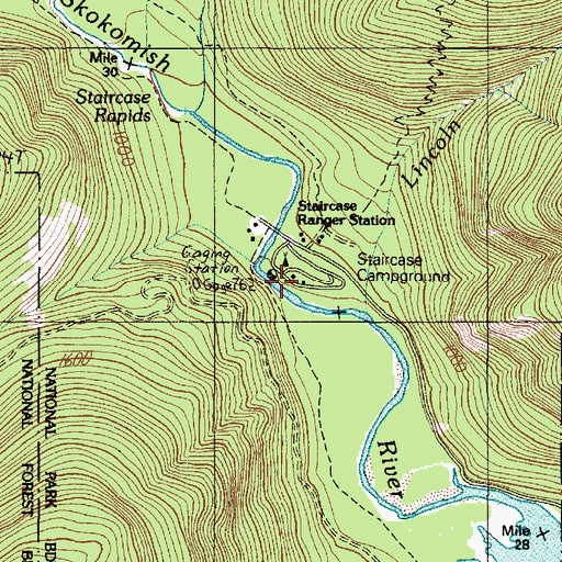 Topographic Map of Staircase Campground, WA