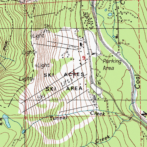 Topographic Map of Ski Acres Ski Area, WA