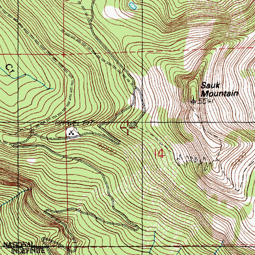 Topographic Map of Sauk Mountain Trailhead, WA