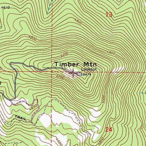 Topographic Map of Timber Mountain Lookout, WA