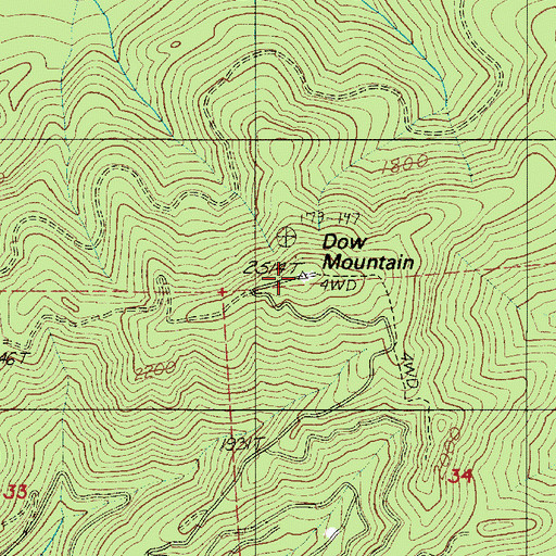 Topographic Map of Dow Mountain Lookout, WA