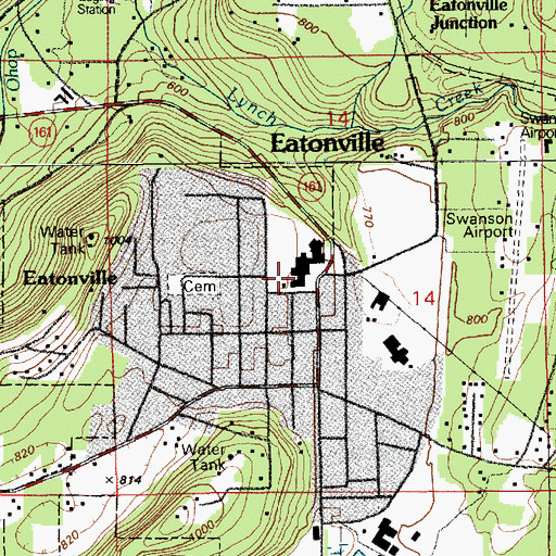 Topographic Map of Eatonville High School, WA