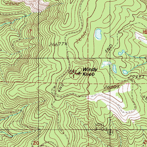 Topographic Map of Windy Knob Lookout, WA