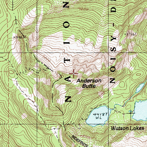 Topographic Map of Anderson Butte Lookout, WA