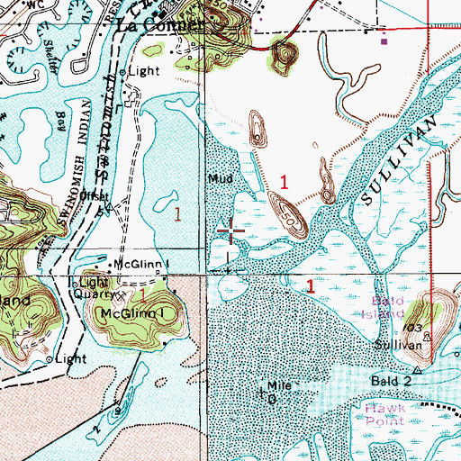 Topographic Map of La Conner Flats, WA