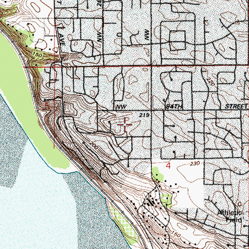 Topographic Map of Lake Shore Elementary School, WA