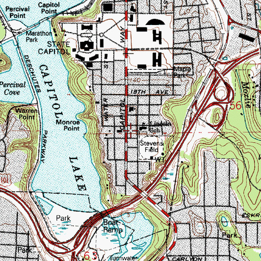 Topographic Map of Lincoln Elementary School, WA