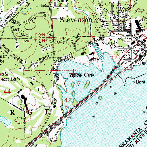 Topographic Map of Rock Cove, WA