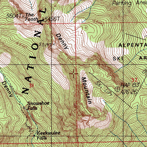 Topographic Map of Denny Mountain, WA
