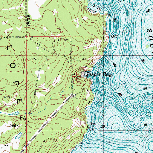 Topographic Map of Jasper Bay, WA