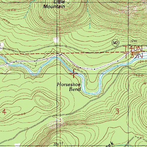 Topographic Map of Lookout Creek, WA