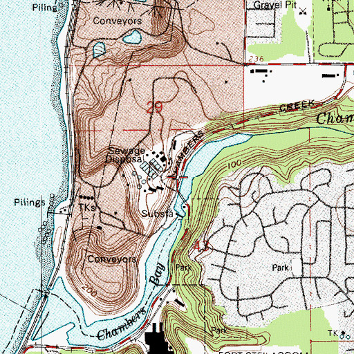 Topographic Map of Chambers Creek Reservoir, WA